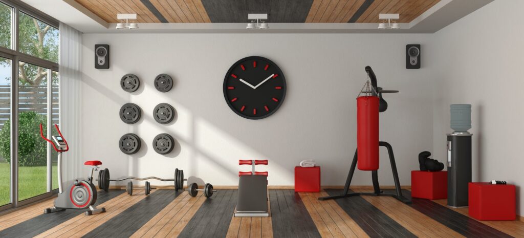 Home gym with sport equipment